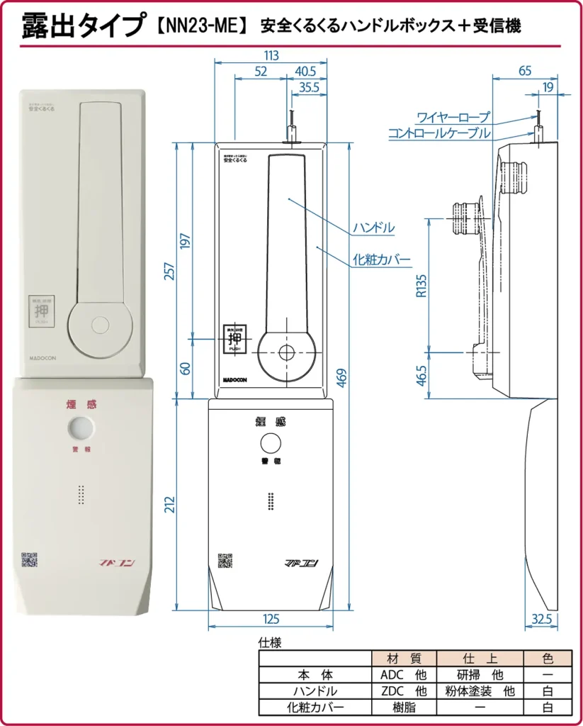 安全くるくるハンドルボックス+受信機 露出タイプ NN23-ME